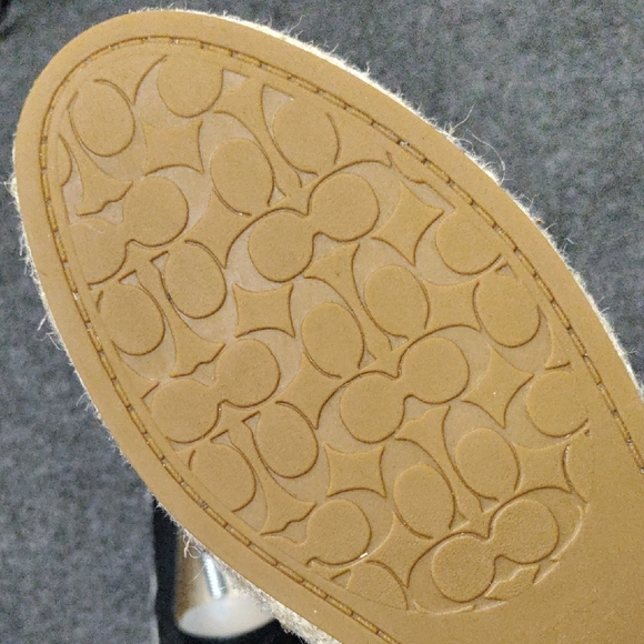 Coach "Carley" Signature Black Leather Espadrille Flats #C6763 - Picture 10 of 12